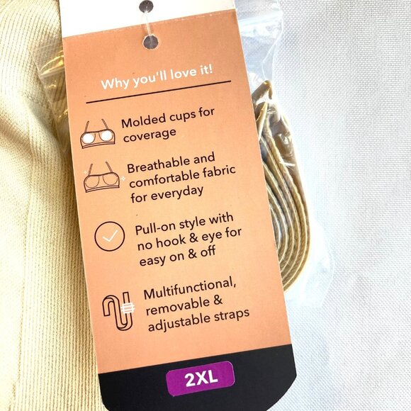 SHAPERMINT Convertible Strapless Bandeau Bra 2XL Beige 10400 NWT - Picture 4 of 9